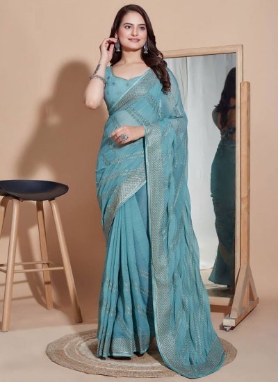 Silk Trendy Saree in Turquoise