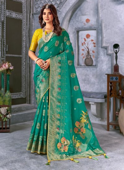 Silk Turquoise Trendy Saree