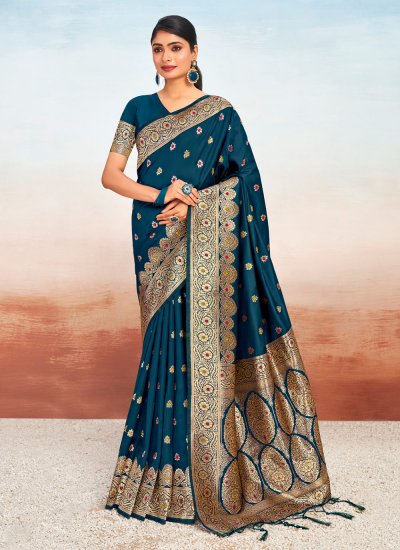 Silk Weaving Designer Traditional Saree in Teal