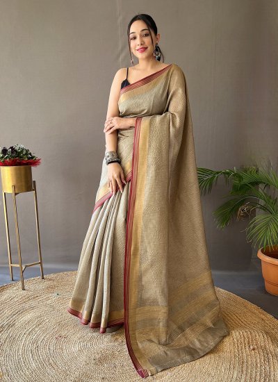 Silk Weaving Grey Designer Traditional Saree