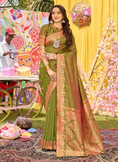 Silk Woven Green Classic Saree