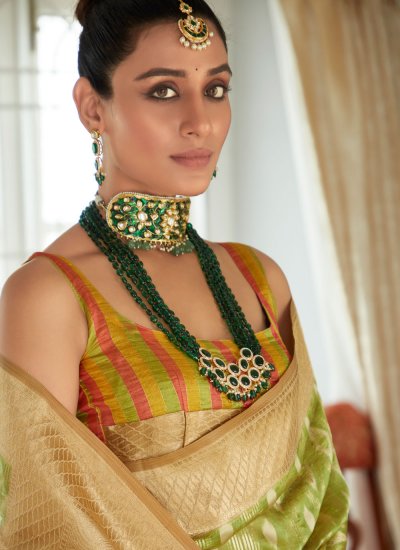 Silk Woven Trendy Saree in Green