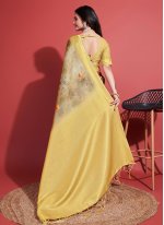 Silk Yellow Digital Print Contemporary Saree