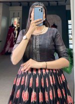 Silk Zari Designer Gown in Black