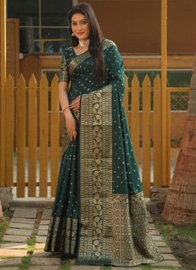 Silk Zari Green Trendy Saree