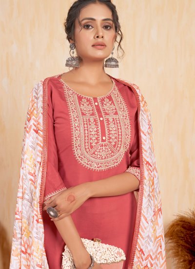 Simplistic Viscose Embroidered Pink Trendy Salwar Kameez