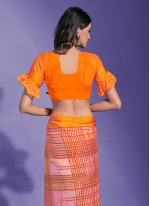 Sorcerous Chiffon Printed Orange Trendy Saree