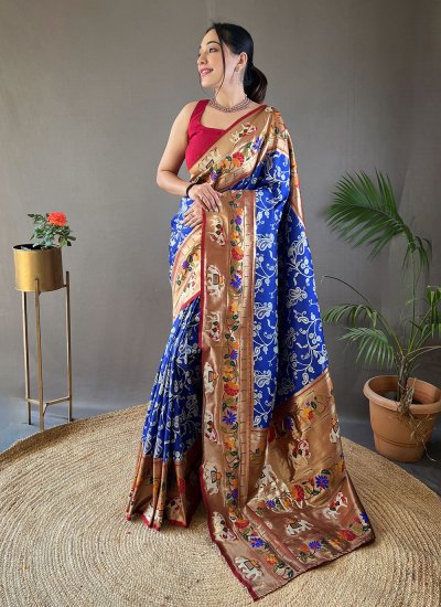 Specialised Blue Party Designer Traditional Saree