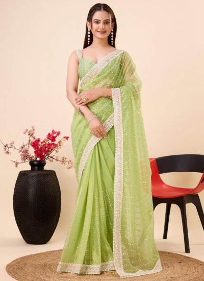 Spectacular Green Trendy Saree