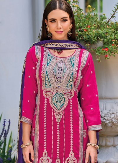 Stunning Silk Pink Trendy Salwar Kameez