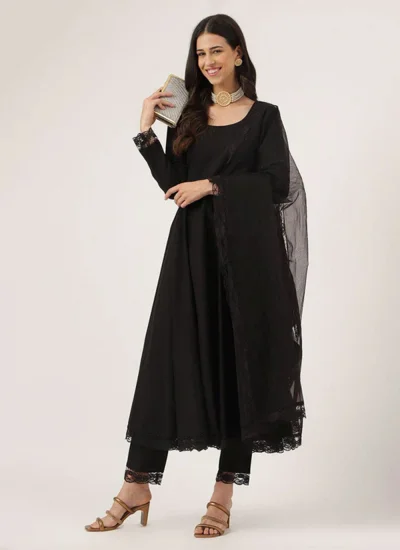 Sunshine Black Designer Cotton Designer Salwar Suit