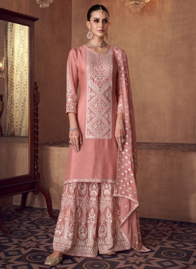 Sunshine Chinon Rose Pink Salwar Suit
