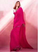 Superb Hot Pink Cutwork Georgette Trendy Saree Superb Hot Pink Cutwork Georgette Trendy Saree