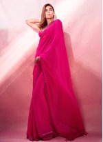 Superb Hot Pink Cutwork Georgette Trendy Saree Superb Hot Pink Cutwork Georgette Trendy Saree