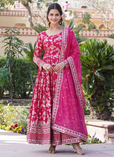 Superb Jacquard Work Pink Viscose Designer Gown