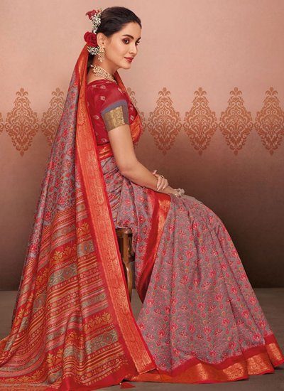 Superb Printed Silk Multi Colour Classic Saree