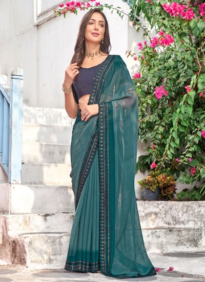 Teal Ceremonial Shimmer Classic Saree
