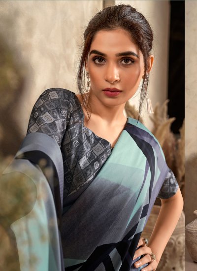 Thrilling Designer Satin Silk Multi Colour Saree