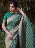 Transcendent Banarasi Silk Green Designer Trendy Saree