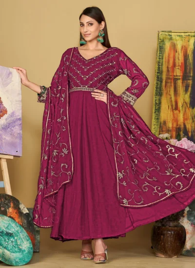 Trendy Embroidered Pink Georgette Designer Salwar Kameez