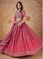 Trendy Lehenga Choli Embroidered Faux Georgette in Pink