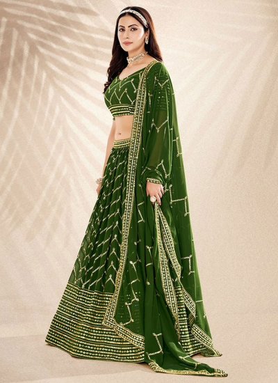 Trendy Lehenga Choli Embroidered Georgette in Green