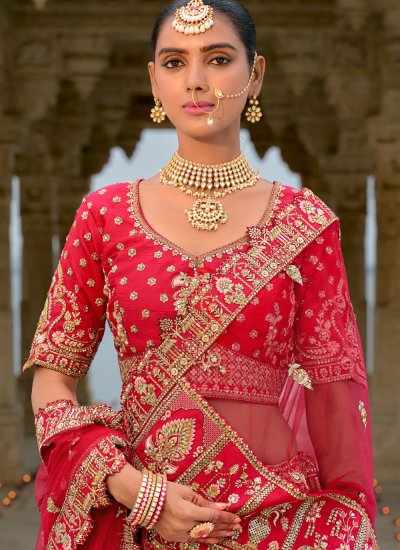 Trendy Lehenga Choli Zari Silk in Red