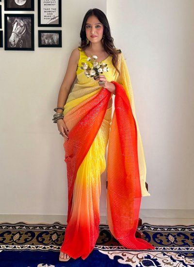 Trendy Multi Colour Printed Contemporary Saree