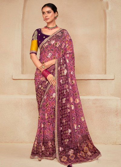 Trendy Purple Designer Saree
