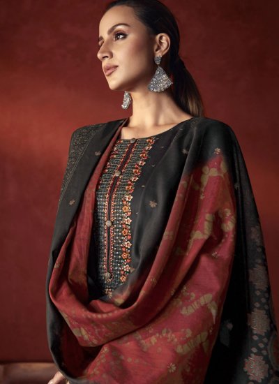Trendy Salwar Kameez Embroidered Viscose in Black