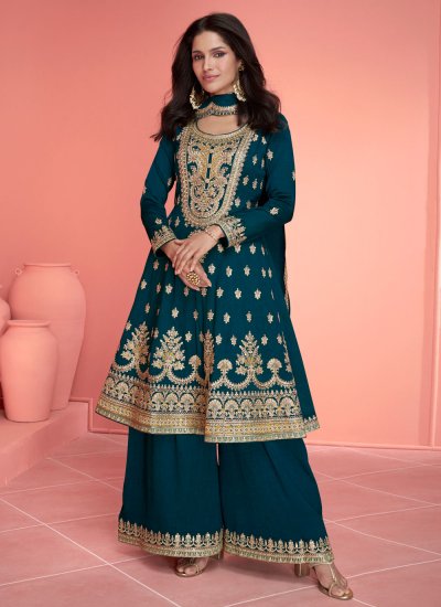 Trendy Salwar Kameez Sequins Silk in Rama