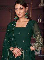 Trendy Salwar Suit Embroidered Georgette in Green