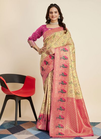 Trendy Saree Designer Banarasi Silk in Beige