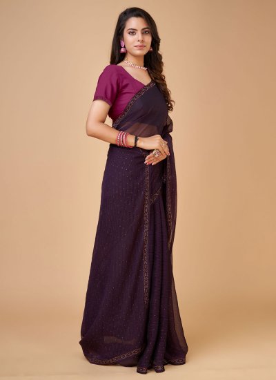 Trendy Saree Swarovski Silk in Purple