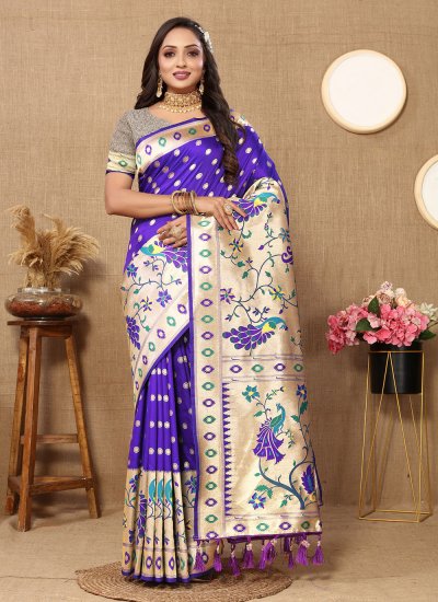 Trendy Saree Weaving Silk in Purple