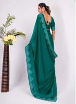 Turquoise Embroidered Festival Trendy Saree
