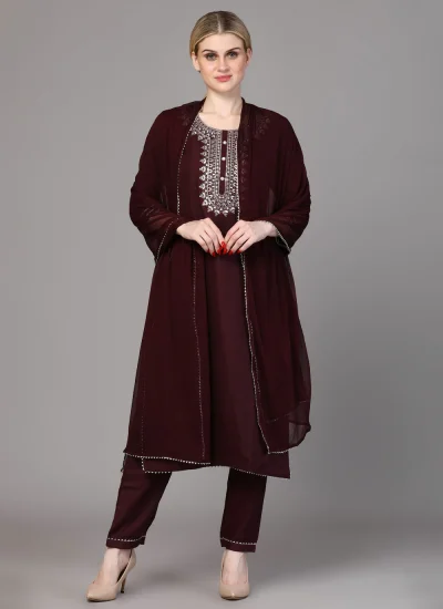 Urbane Burgundy Ceremonial Trendy Salwar Suit