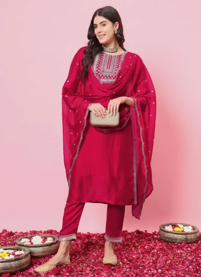 Urbane Designer Silk Blend Pink Salwar Suit