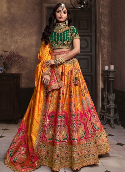Buy Fabcartz Women Yellow, Pink Self Design Jacquard Lehenga Choli Online  at Best Prices in India - JioMart.