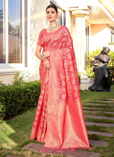 Vibrant Cotton Pink Border Designer Traditional Saree