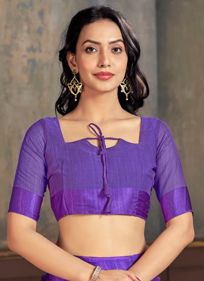 Violet Printed Trendy Saree