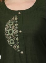 Viscose Green Embroidered Casual Kurti