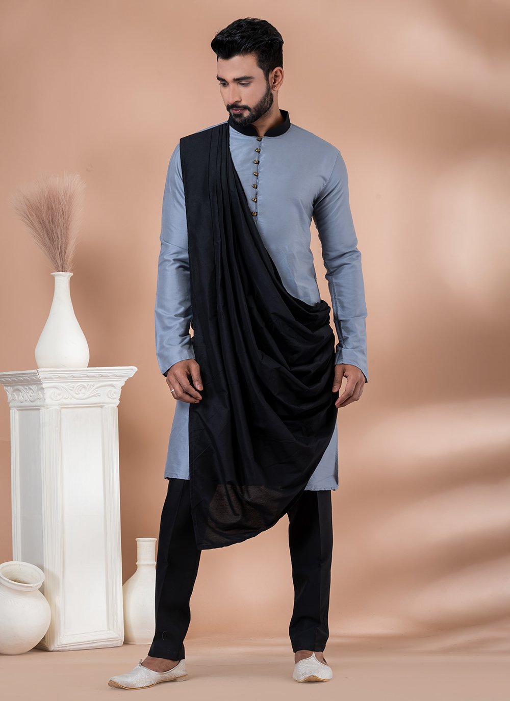 Viscose Grey Fancy Indo Western
