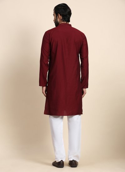 
                            Viscose Maroon Plain Kurta Pyjama