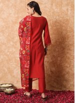 Viscose Pant Style Suit in Red