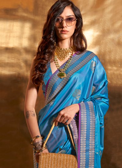 Weaving Handloom silk Trendy Saree in Blue