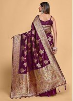 Weaving Kanjivaram Silk Designer Saree in Purple