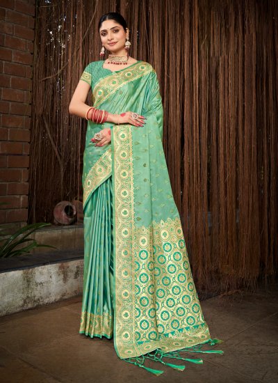Weaving Silk Classic Designer Saree in Green