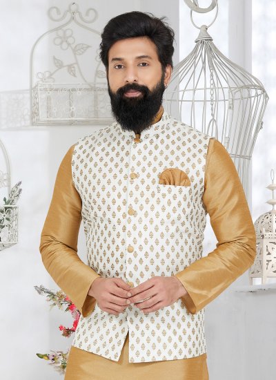 Trending Styles 12 61 Silver Wedding Jacket Style Banarasi Weaving Mens Wear online shopping