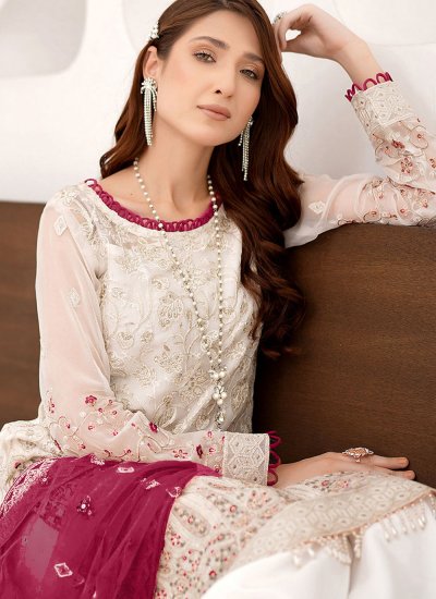
                            White Embroidered Pakistani Suit